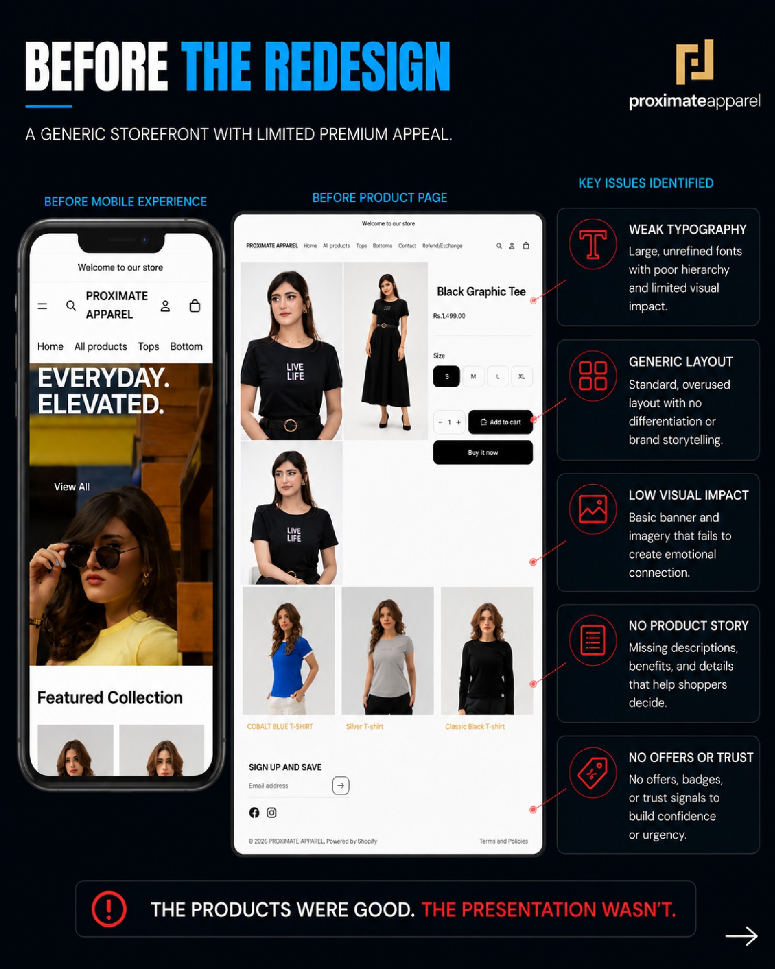 Proximate Apparel responsive shopping interface