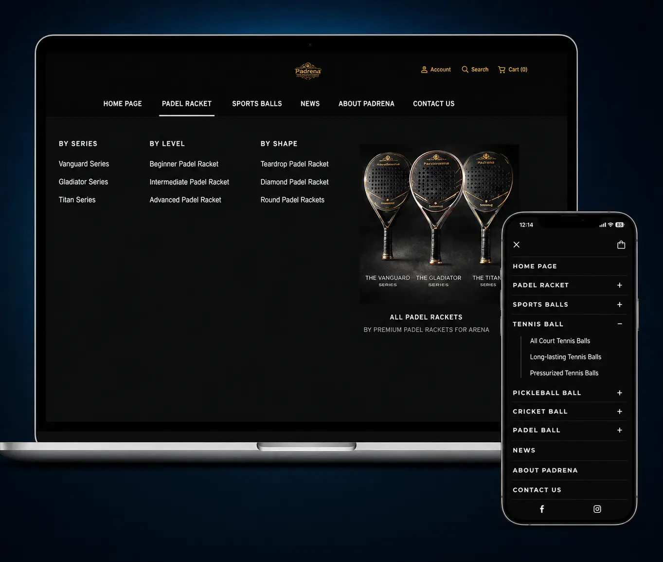 Padrena Shopify mega menu and store navigation