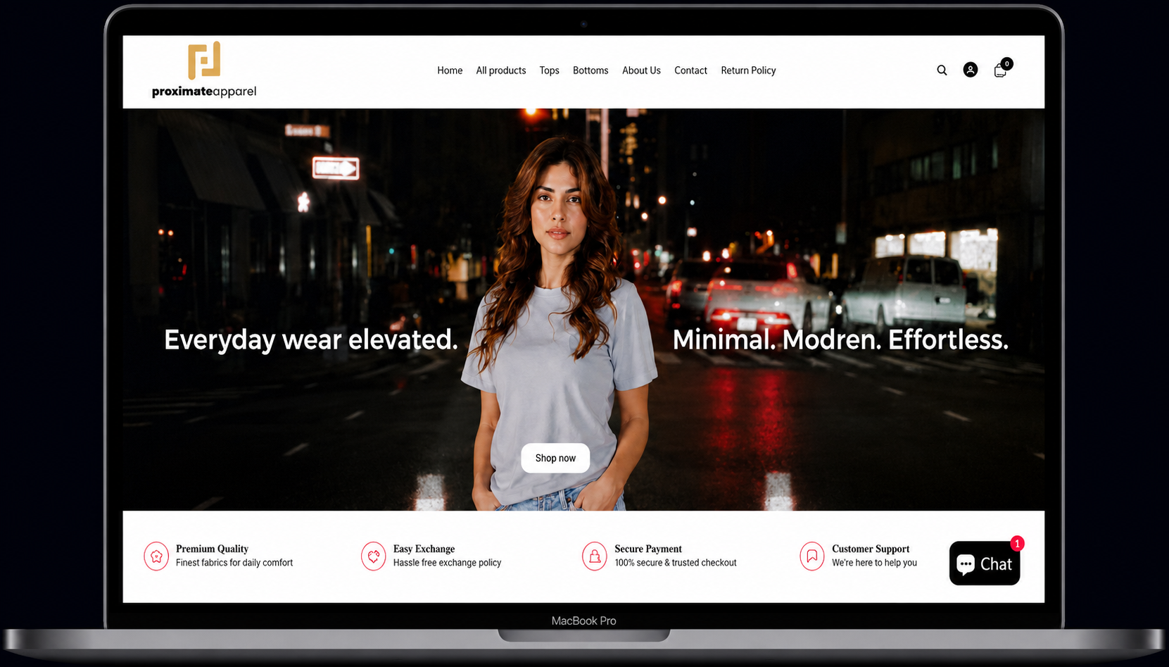 Proximate Apparel premium Shopify storefront redesign overview