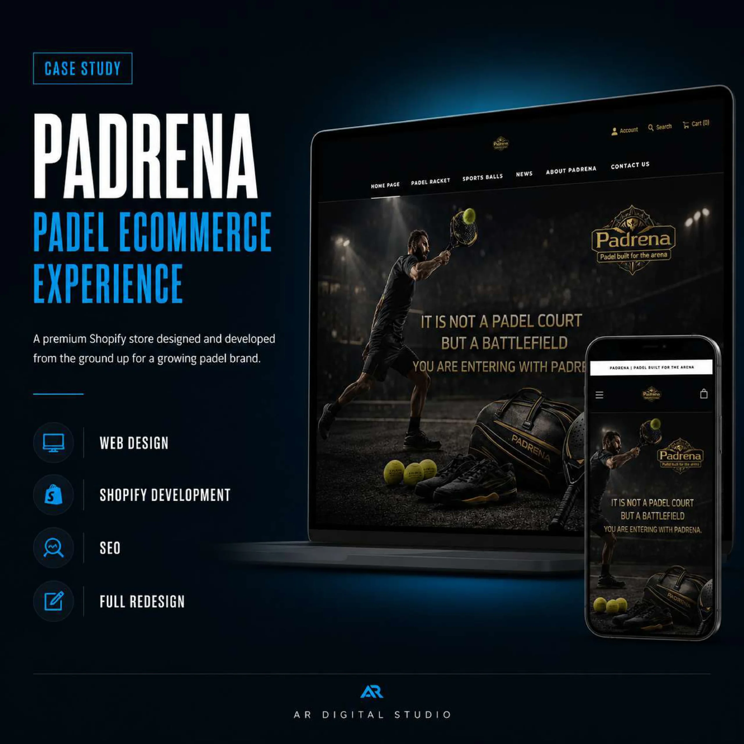 Padrena complete Shopify eCommerce homepage case study presentation