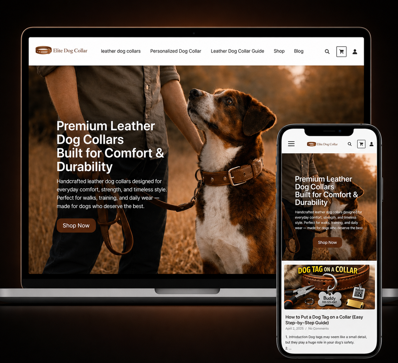 Elite Dog Collar SEO-optimized category page and WooCommerce growth system
