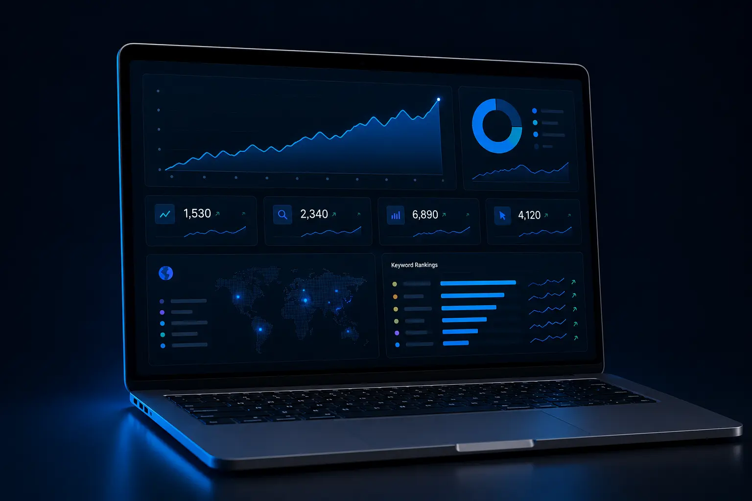 SEO growth service analytics dashboard mockup