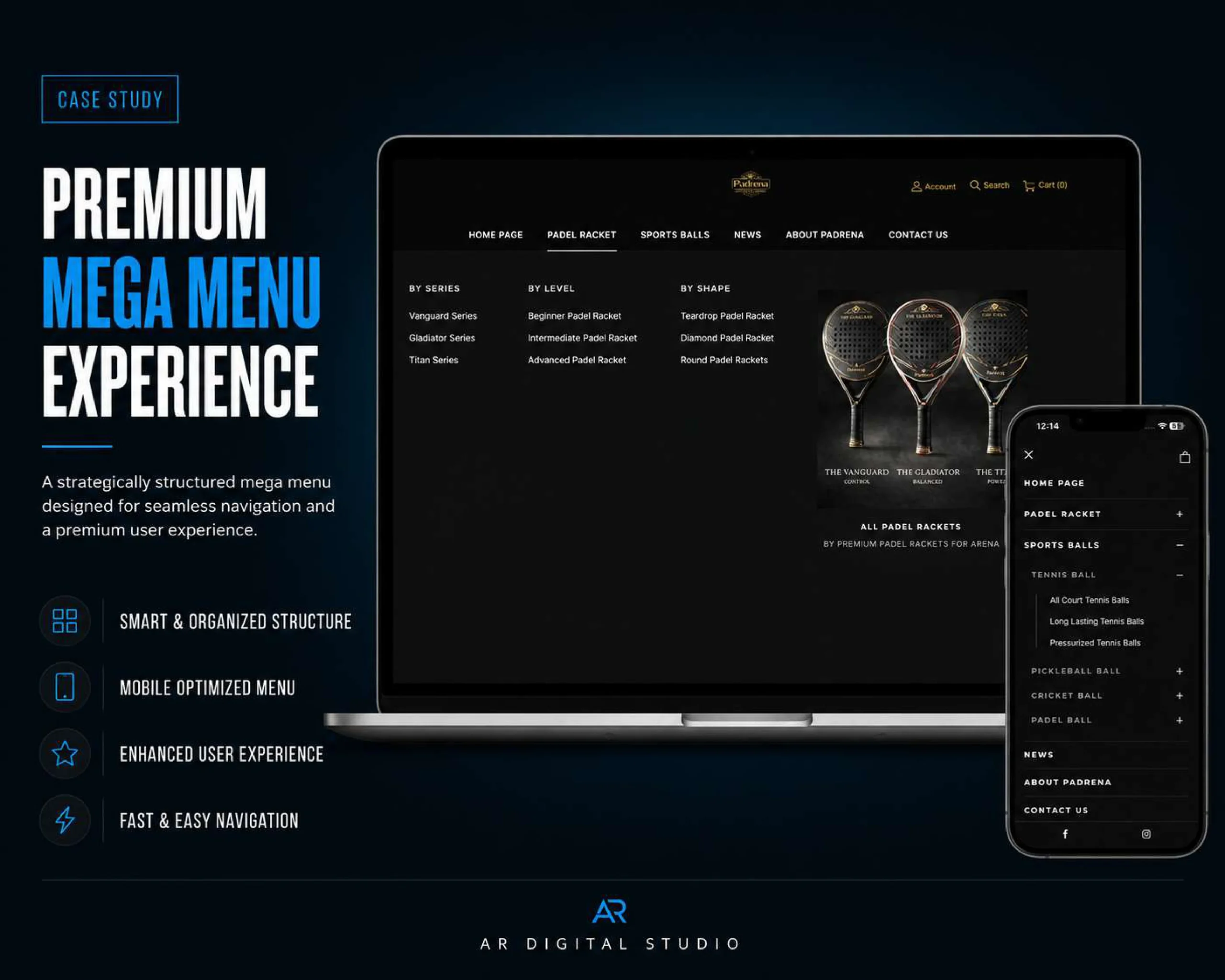 Padrena Shopify mega menu and store navigation case study