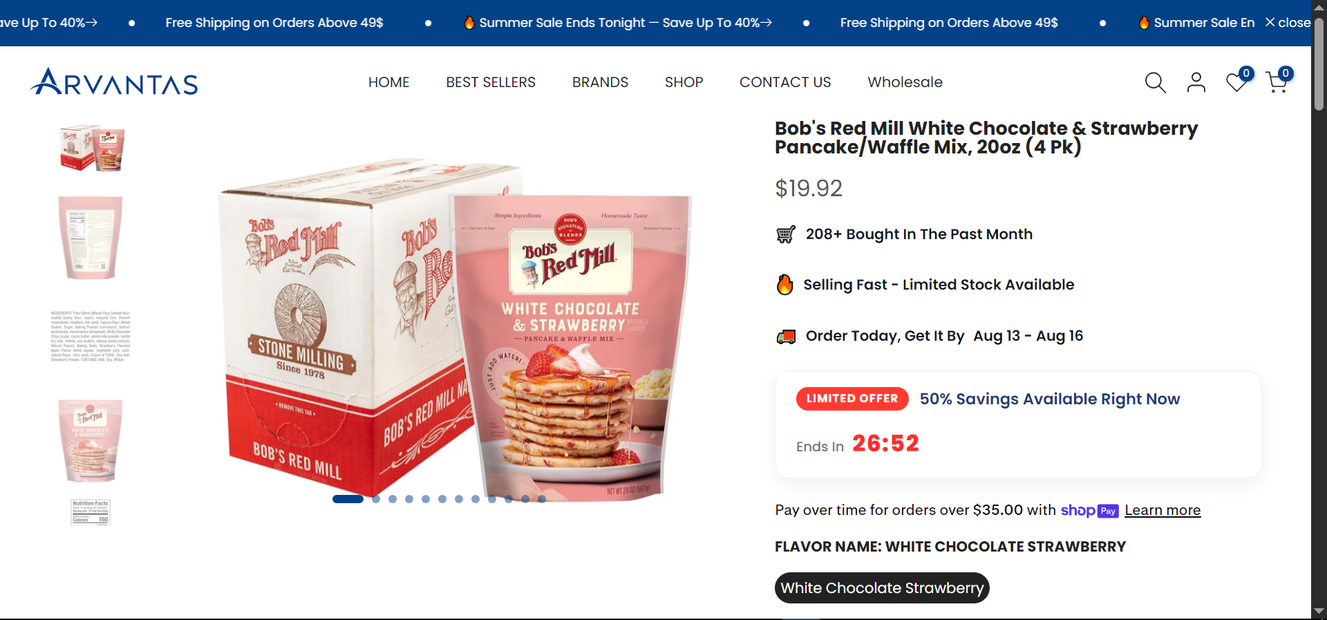 Arvantas Shopify product page experience